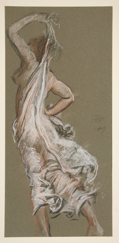 Studie voor figuur van 5 uur in door Edwin Austin Abbey