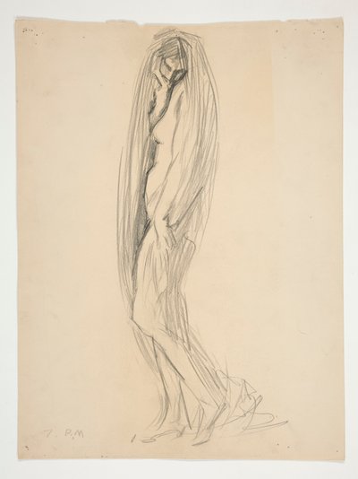 Studie voor figuur van 7 uur voor door Edwin Austin Abbey