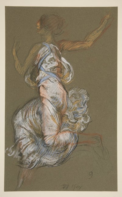 Studie voor figuur van 9 uur in door Edwin Austin Abbey