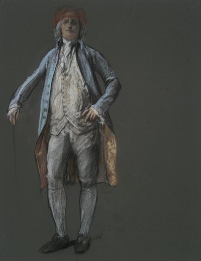 Studie voor figuur van Benjamin Franklin door Edwin Austin Abbey
