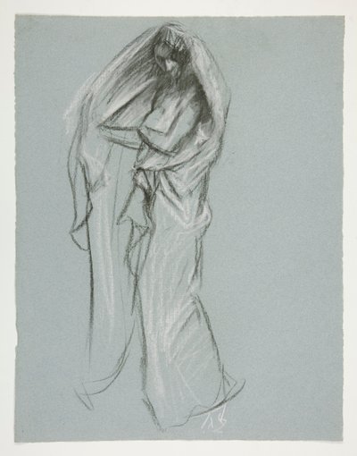 Studie voor de figuur van 4 uur(?) door Edwin Austin Abbey