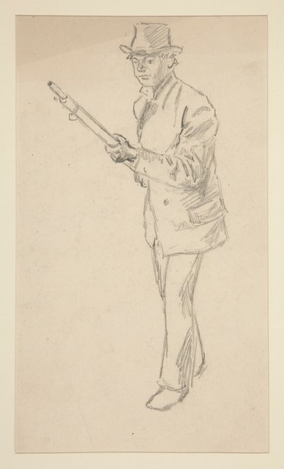 Studie van een man met een geweer door Edwin Austin Abbey