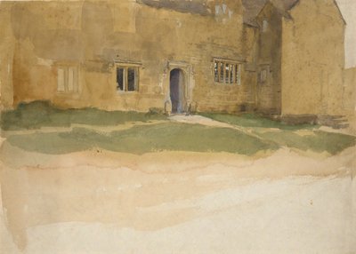 Studie van een Engels middeleeuws huis door Edwin Austin Abbey
