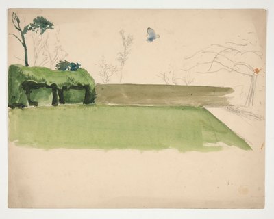 Studie van een omheinde tuin door Edwin Austin Abbey