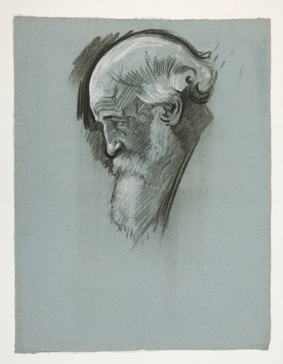 Studie van het hoofd van een oude bebaarde man, voor Koning Arthur door Edwin Austin Abbey