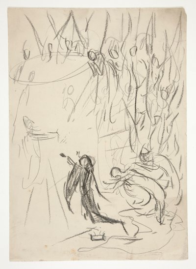 Het bereiken van de Graal, studie voor De zoektocht naar de Heilige Graal (serie van vijftien schilderijen voor de Boston Public Library, voltooid in 1901) door Edwin Austin Abbey