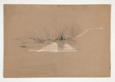 Bomen aan de oever van de rivier (?) door Edwin Austin Abbey