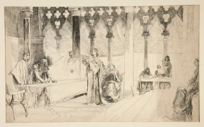 Rechtszaak, uit Koopman van Venetië door Edwin Austin Abbey