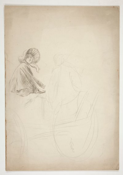 Twee figuren zittend op een kar door Edwin Austin Abbey