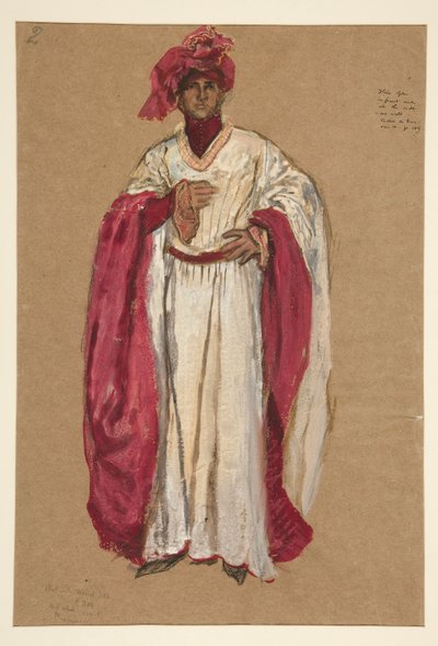 Onbekende man in een rode mantel, kostuumschets voor King Richard II door Edwin Austin Abbey
