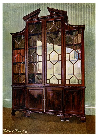 Gesneden Chippendale bibliotheekkast door Edwin Foley
