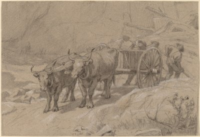Ossen en Kiepwagen door Edwin Forbes