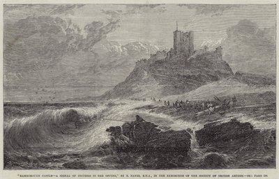 Bamborough Castle, een signaal van nood in de verte door Edwin Hayes