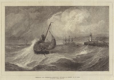 Frisse Bries, Scarborough, Vissersboten keren terug naar de Haven, in de Royal Academy Tentoonstelling door Edwin Hayes