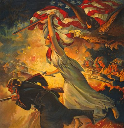 Detail van Ga Door! Koop Vrijheidsobligaties tot het uiterste, gepubliceerd ca. 1918 door Edwin Howland Blashfield