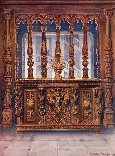 Henri Deux Gesneden Bahut. Eikenhouten Scherm uit Dezelfde Franse Periode door Edwin John Foley