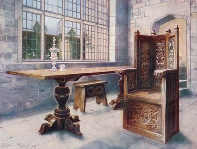 Eikenhouten schraagtafel. 