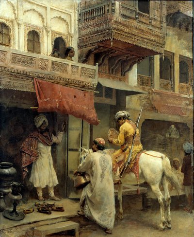 Straatbeeld in India door Edwin Lord Weeks