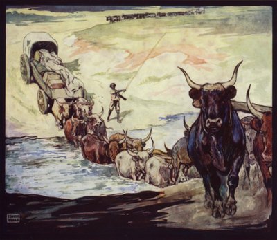 Ossen steken rivier over in Zuid-Afrika door Edwin Noble