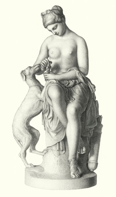 De jageres (gravure) door Edwin Roffe