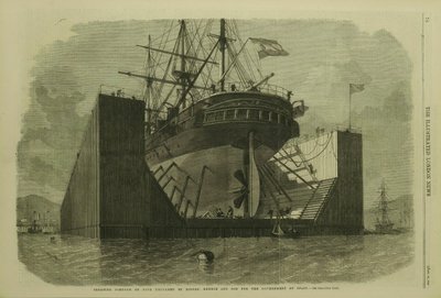Drijvend ponton of dok gemaakt door Messrs. Rennie and Son voor de regering van Spanje door Edwin Weedon