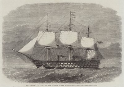 HMS Victoria, 102 kanonnen, het nieuwe vlaggenschip van de Middellandse Zeevloot door Edwin Weedon