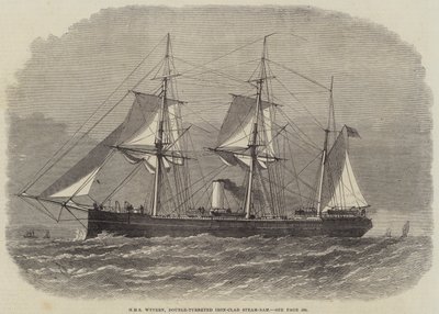 HMS Wyvern, dubbel-torentje ijzeren stoomram door Edwin Weedon