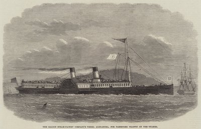 Het schip Alexandra van de Saloon Steam-Packet Company, voor passagiersverkeer op de Theems door Edwin Weedon