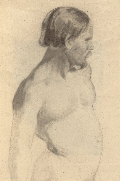 Mannelijke naakt (recto); Laarzen, schets voor De Ondertekening van het Compact van de Mayflower (verso) door Edwin White