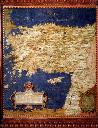 Kaart van Anatolië gemaakt door Egnazio Danti (1536-1586) wiskundige, kosmograaf en Italiaanse architect. Rond 1567. Florence, Palazzo Vecchio, Sala del Mappamondo door Egnazio Danti