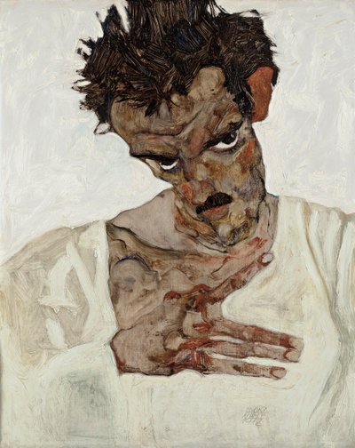Zelfportret met gebogen hoofd door Egon Schiele