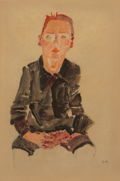 2022 NYR 20682 0724 000(egon schiele zittend bub met gevouwen handen portretstudie dr oska011034) door Egon Schiele