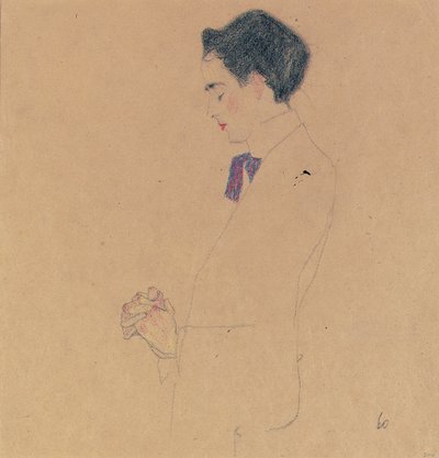 Anton Faistauer met gevouwen handen door Egon Schiele