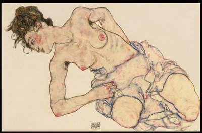 Kleider Weiblicher Halbakt door Egon Schiele