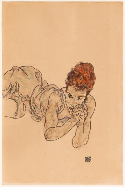 Liggende vrouw, 1917 door Egon Schiele