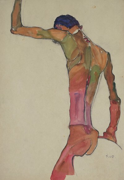 Mannelijke Naakt met Opgeheven Arm door Egon Schiele