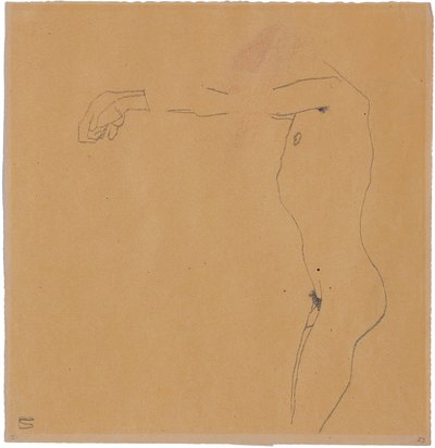 Mannelijke Naakt met Opgeheven Armen naar Links, 1909 door Egon Schiele
