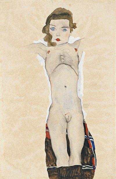 Naakt meisje met uitgestrekte armen, 1911 door Egon Schiele