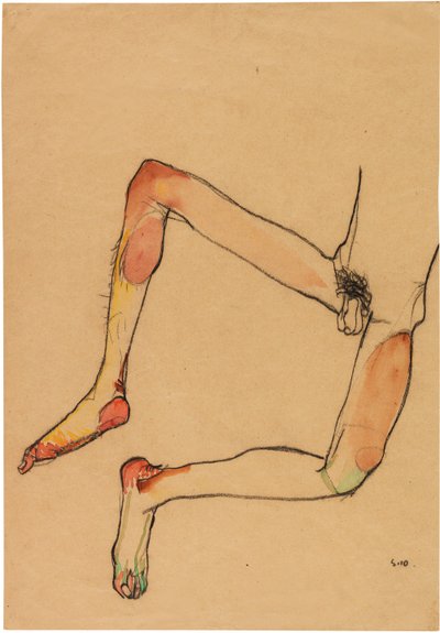 Naakte mannelijke buik door Egon Schiele