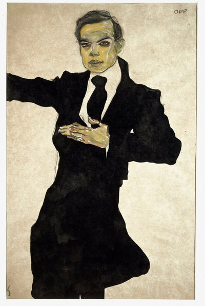 Portret van Max Oppenheimer, Duitse schilder, tekening door Egon Schiele door Egon Schiele