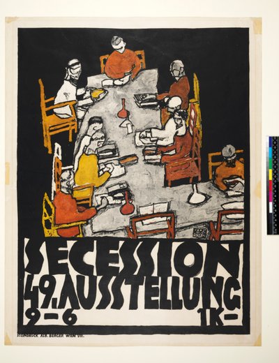 Poster voor de Weense Secession, 49e Tentoonstelling, Die Freunde door Egon Schiele