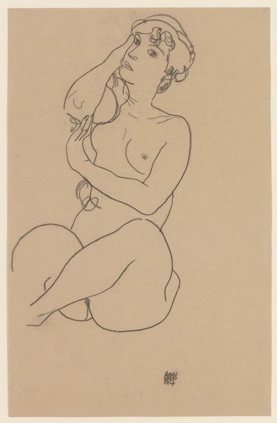 Liggend naakt, 1917 door Egon Schiele