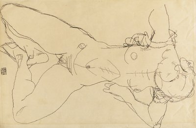 Liggende vrouwelijke naakt door Egon Schiele