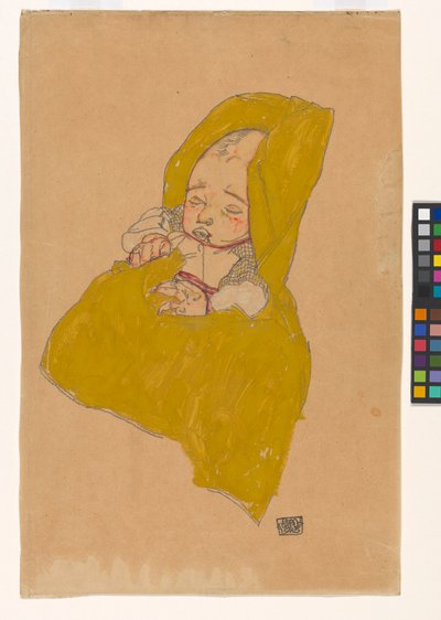Säugling im Wickelpolster door Egon Schiele