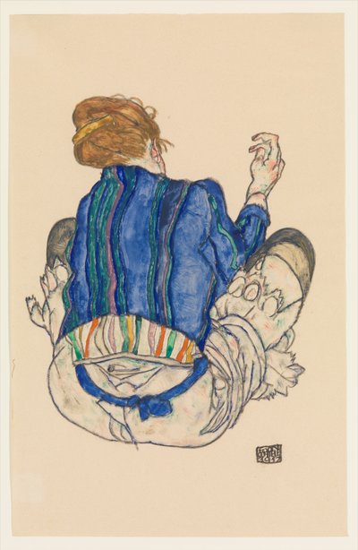 Sitzende Frau, Rückenansicht door Egon Schiele