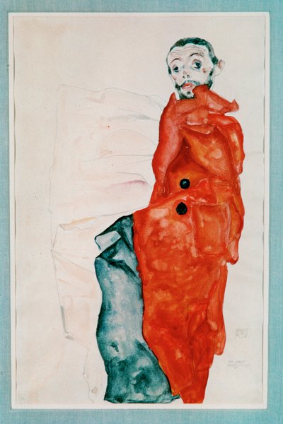 Selbstbildnis als Gefangener [Zelfportret als ... (aquarel en potlood) door Egon Schiele