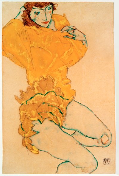 Uitkledende vrouw [Woman Undressing] door Egon Schiele