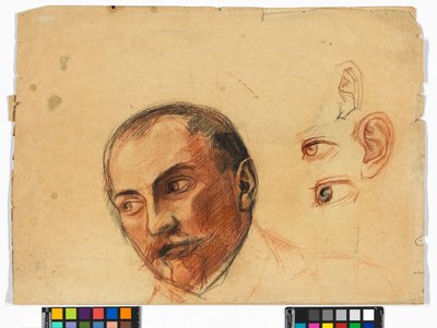Studieblad (hoofd, ogen, oren) door Egon Schiele