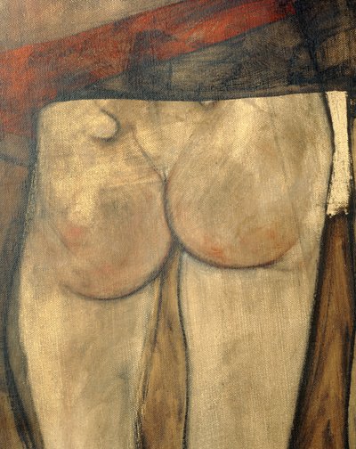 Vrouwelijk naakt met schouderdoek, Fragment ... (olieverf op doek) door Egon Schiele