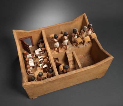 Model van een graanschuur met schrijvers uit het graf van Meketre, ca. 1981-1975 v.Chr. door Egyptian 12th Dynasty